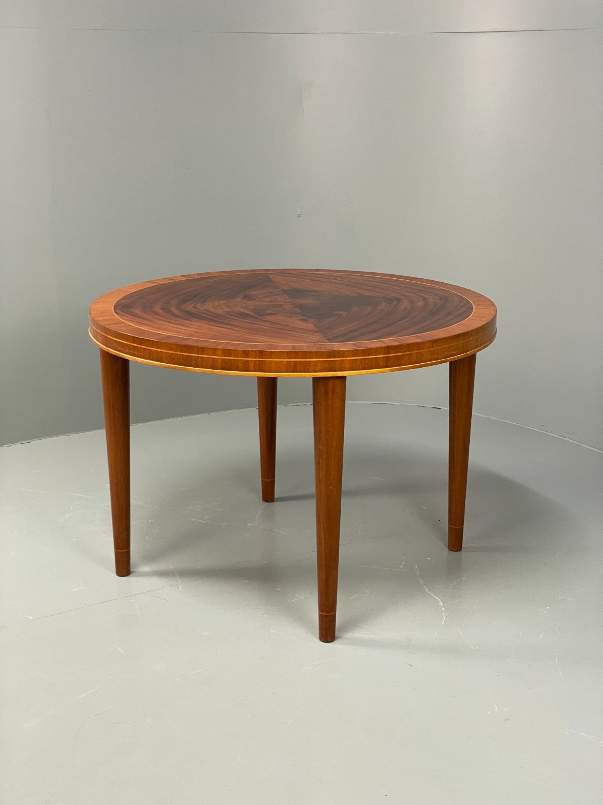Vintage Art Deco Table Round Walnut Inlay 1950s Swedish EB11191 MWOO22