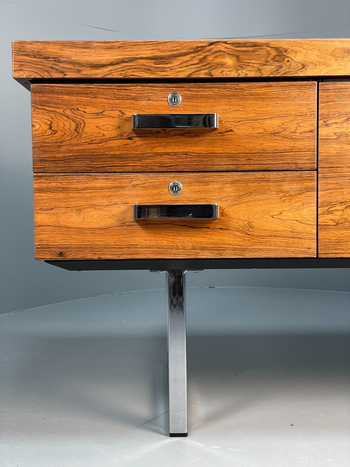 Vintage Gordon Russell Sideboard - Chrome Black Vinyl Mid Century EB10947 MWOO9