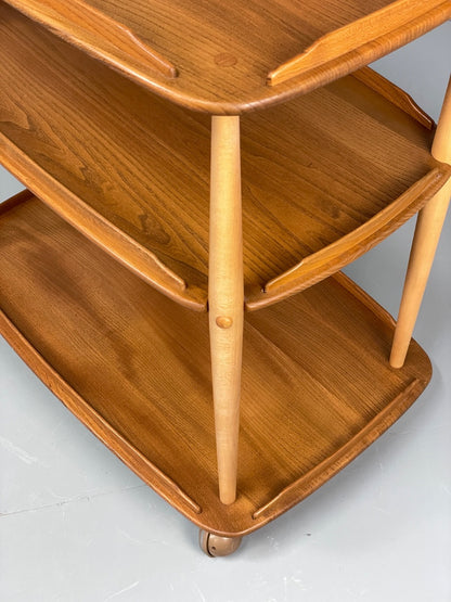 Vintage Ercol Serving Trolley Elm & Beech Mid Tone On Castors Solid EB11055 MWOO10