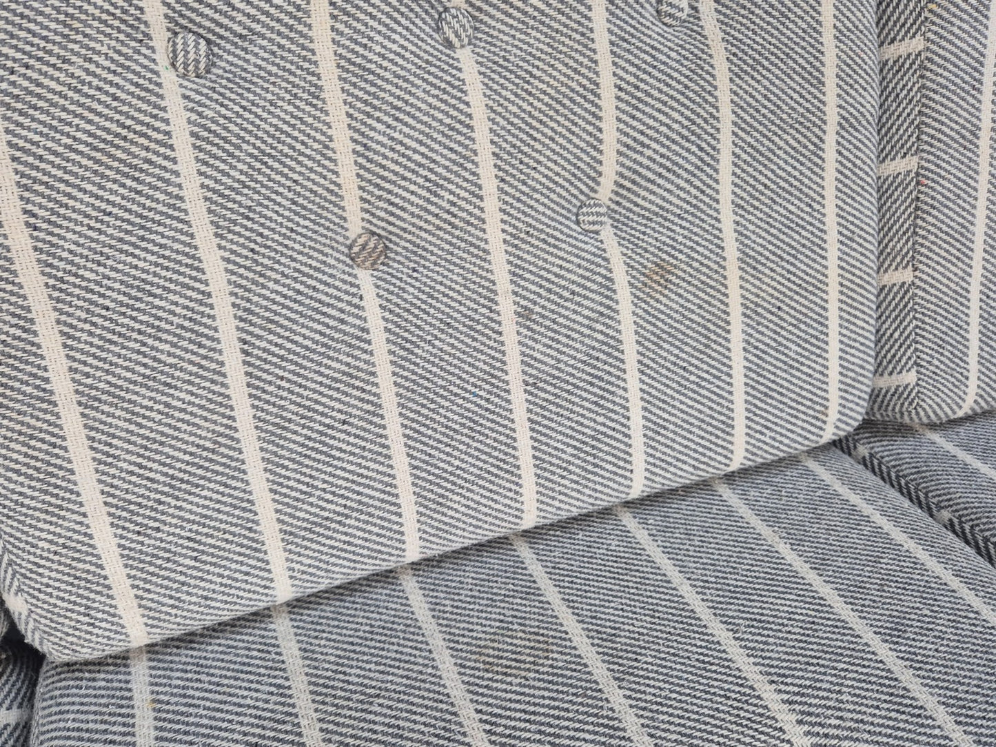 Vintage 3 Seater Pine Sofa Danish 1970s Retro Design Grey Striped EB9373 M3SS - UKDK FURNITURE