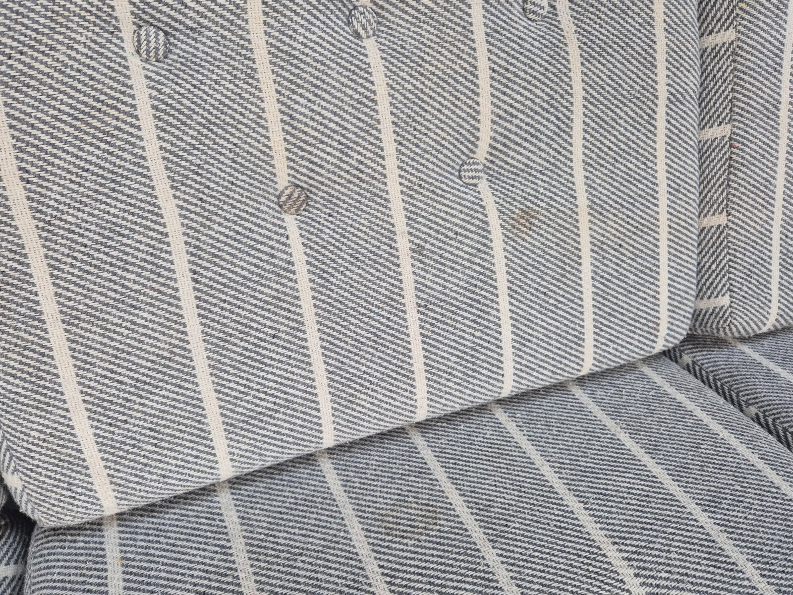 Vintage 3 Seater Pine Sofa Danish 1970s Retro Design Grey Striped EB9373 M3SS - UKDK FURNITURE