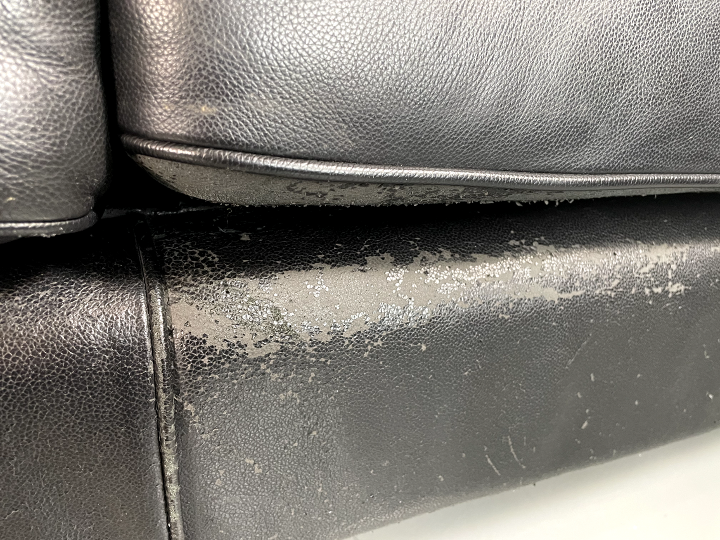 Three Seater Leather Sofa Black Vintage Danish Mogensen MCM Retro EB5864 M3SS6