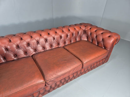 3 Seater Chesterfield Sofa Red Leather Studded Vintage EB11028 VCHE3