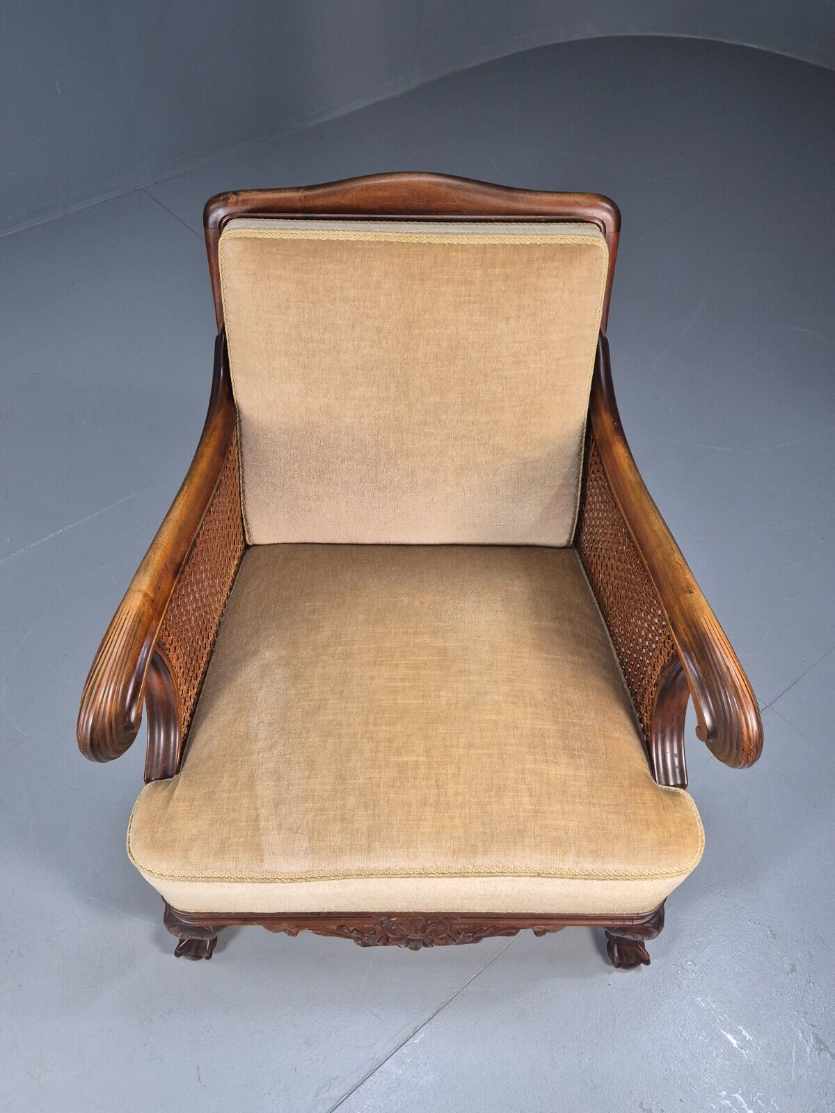 Antique Danish Lounge Chair Bergere Sides Ball and Claw Legs 1920s EB8972 VCLO - UKDK FURNITURE