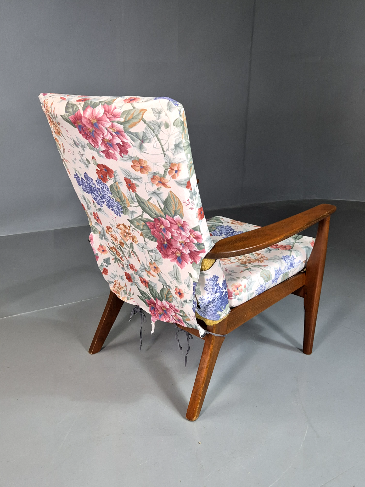 Vintage Lounge Chair Beech Frame Floral Parker Knoll Retro MCM 1960s EB7332 MNOR6