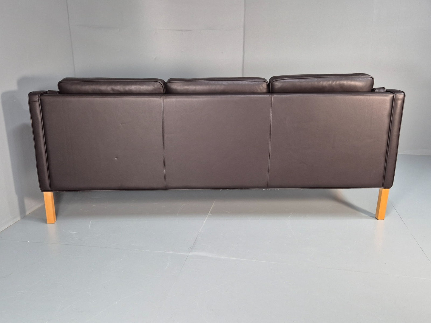 Vintage Danish 3 Seat Sofa Dark Brown Leather 1970s Retro MCM EB10071 M3SS15