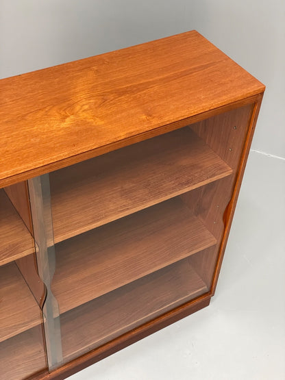 Vintage 1960s Teak Bookcase Shelving Glass Doors Mid Century EB11057 MWOO5