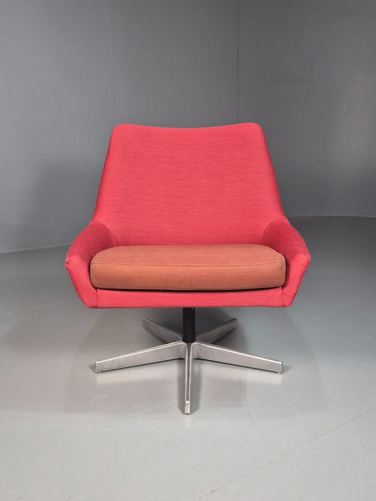 Vintage Swedish Swivel Chair Red Wool Ihreborn 1970s Retro EB7900 MSWI - UKDK FURNITURE