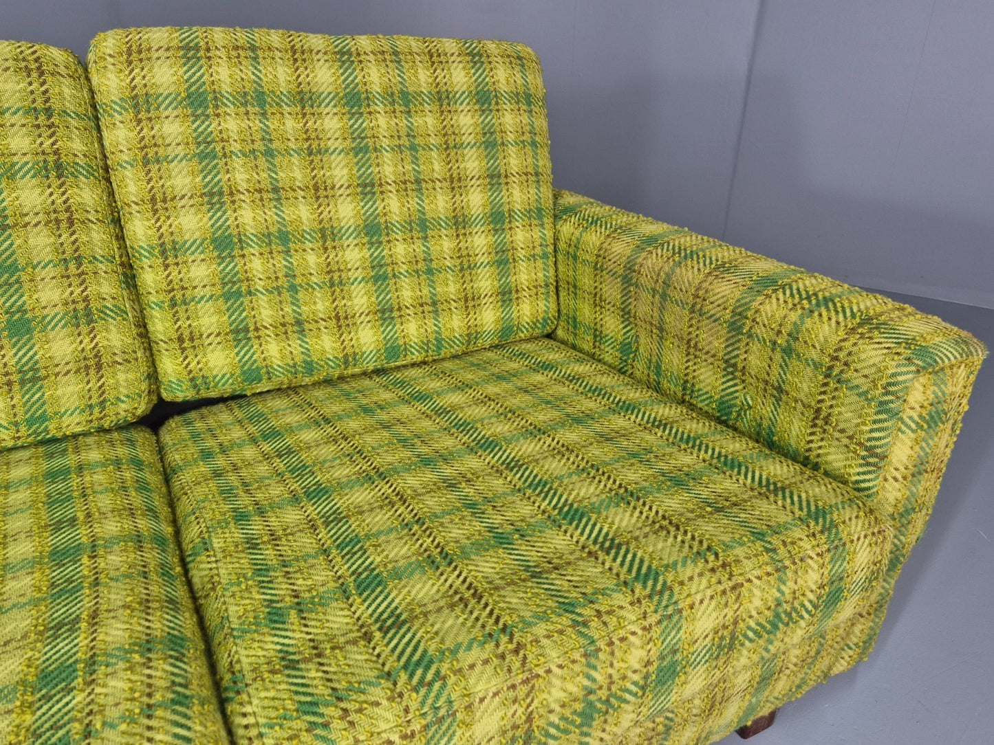 1970s Three Seater Sofa Vintage Danish Green Tones Wool Retro MCM  EB11350 M3SS9