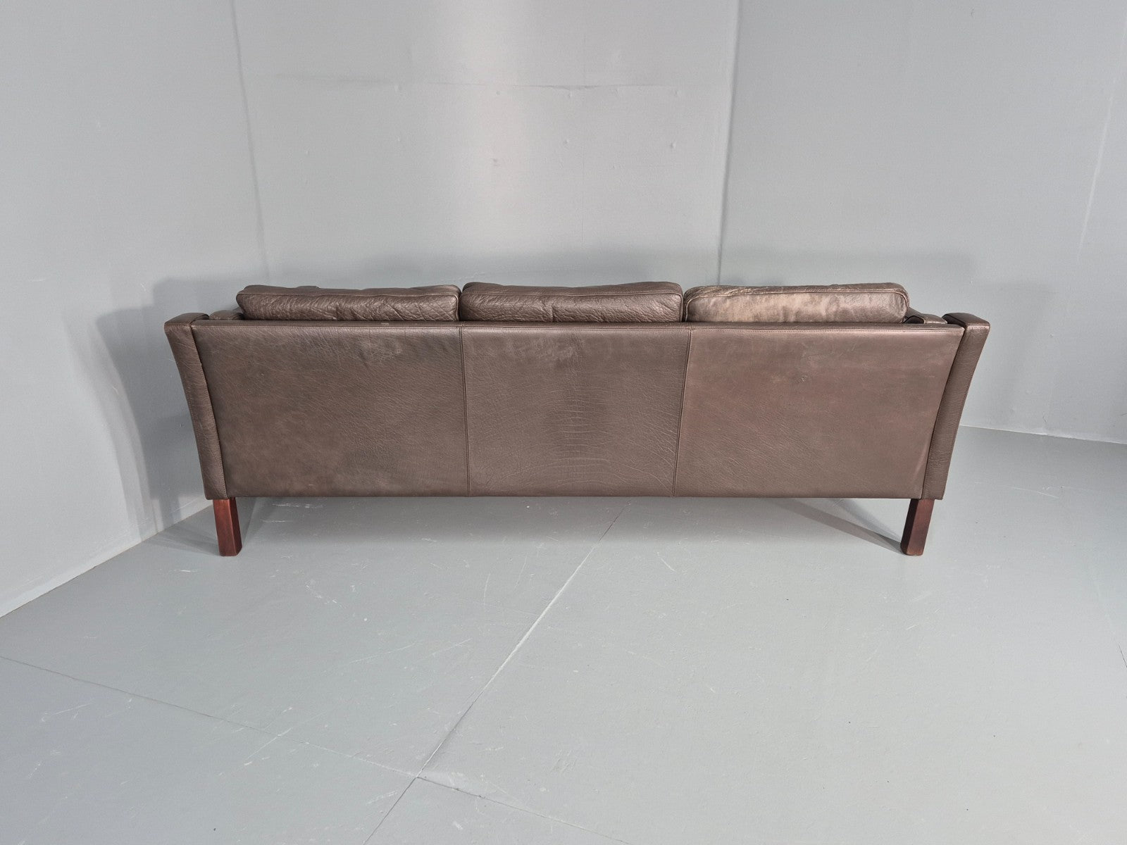 Vintage 3 Seat Sofa Danish Brown Leather Mid Century Retro 1970s EB10487 M3SS17
