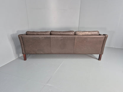 Vintage 3 Seat Sofa Danish Brown Leather Mid Century Retro 1970s EB10487 M3SS17