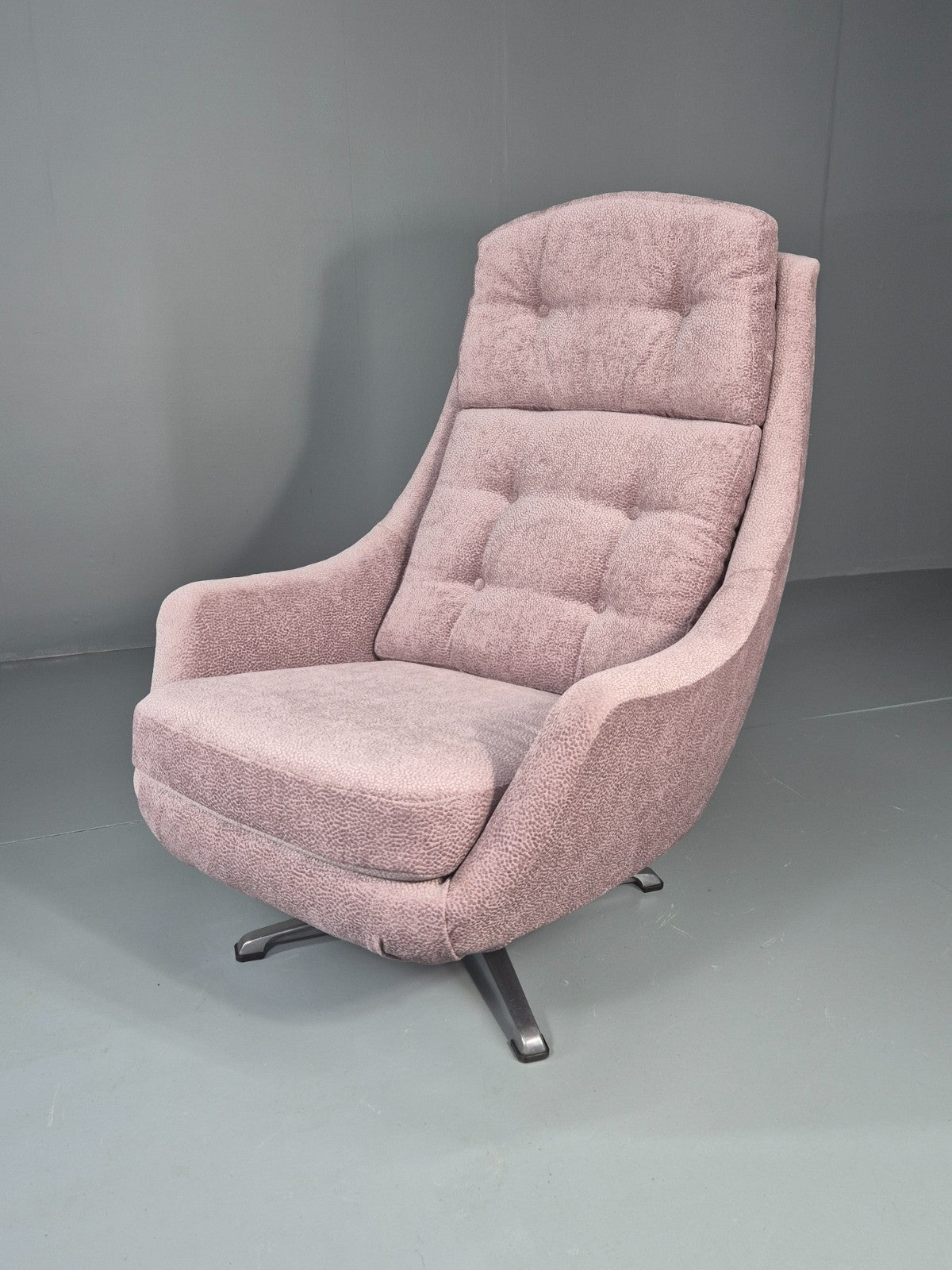 Vintage Mid Century Swivel Bucket Chair Danish 1970s New Upholstery EB11819 MSWI0