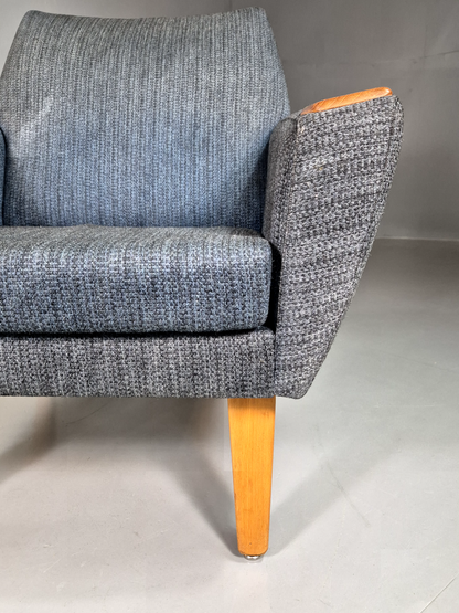 Vintage Swedish Lounge Chair Blue Wool Teak Paws 1960s Retro MCM EB7510 MNOR - UKDK FURNITURE