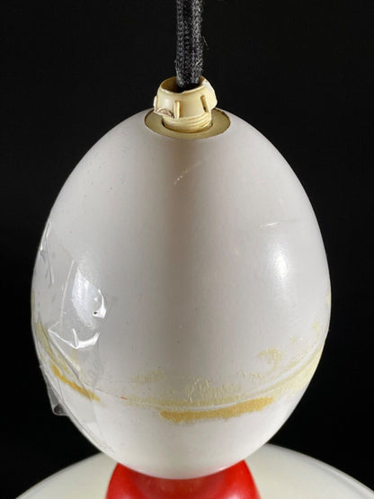 Danish Opaline Glass with Red and White Plastic Pendent Light, Retro EB5096 LCLC - UKDK FURNITURE