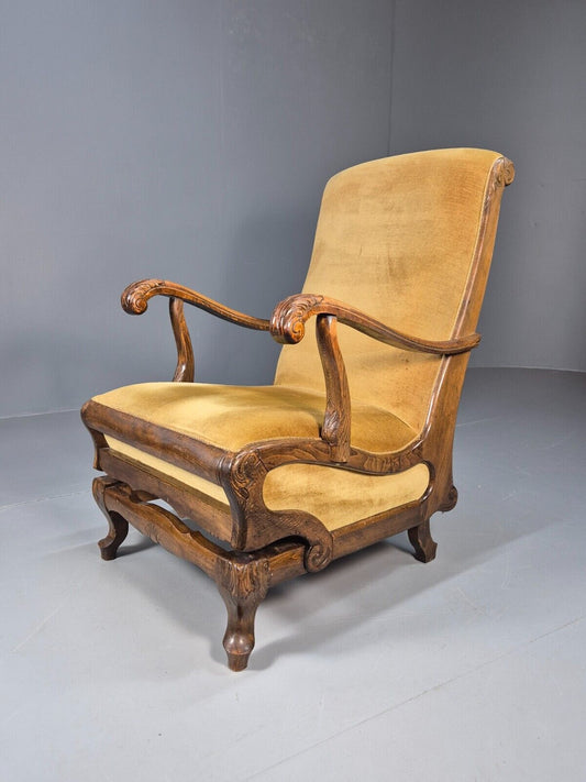 Vintage Danish Rocking Chair Beech and Gold Velour 1940s Retro EB9054 VCLO - UKDK FURNITURE