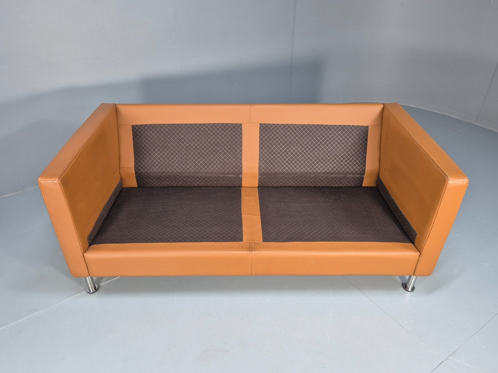 Vintage Tan Leather Two Seater Sofa Danish 1970s Retro Mid Century  EB10100 M2SS7