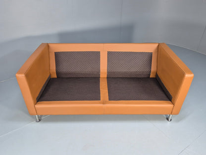 Vintage Tan Leather Two Seater Sofa Danish 1970s Retro Mid Century  EB10100 M2SS7