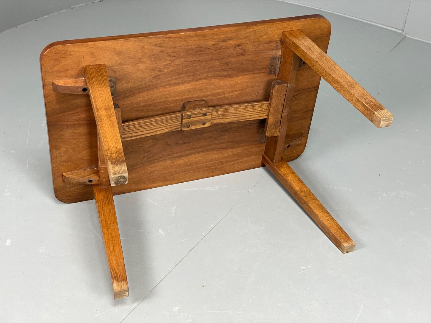 Vintage 1940s Side Table Walnut Top Folding Legs Eastern European EB11243 MWOO16