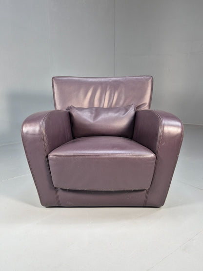 A Vintage Ligne Roset Jonathan Burgundy Leather Club Chair EB9458 MNOR - UKDK FURNITURE