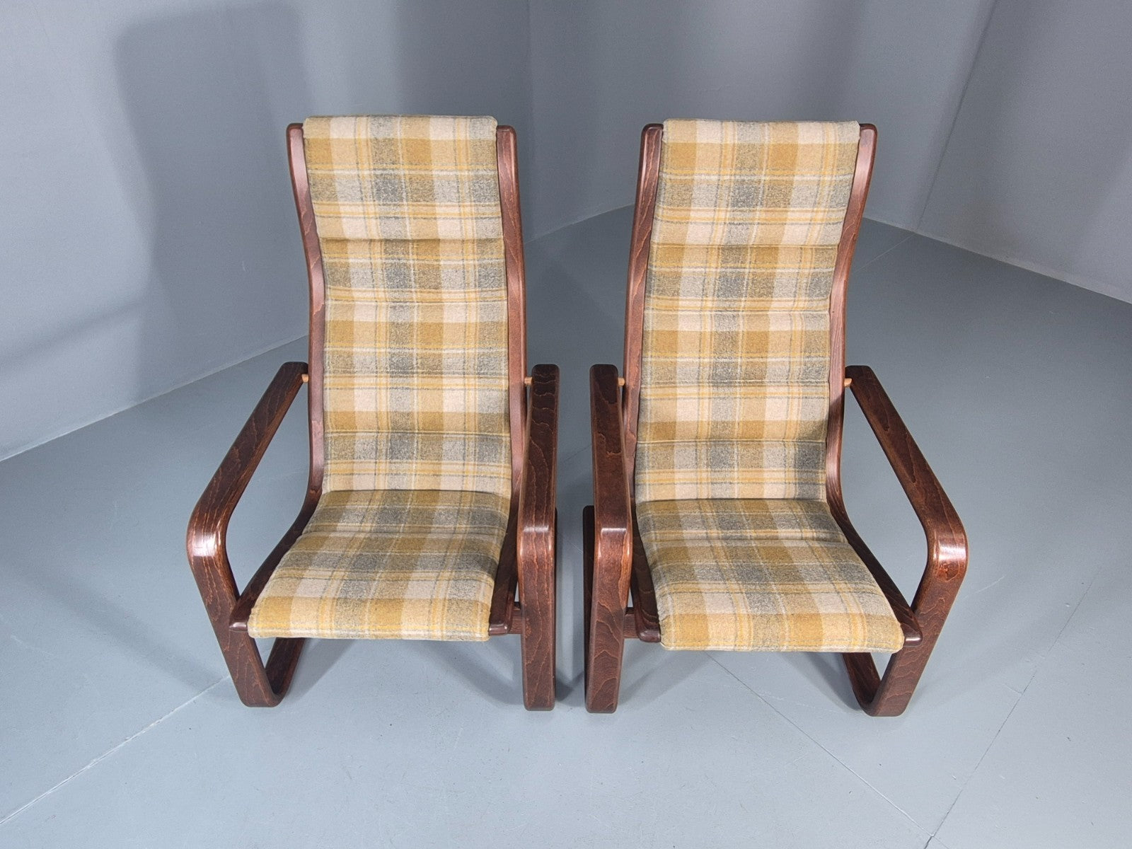2 Mid Century Lounge Chairs New Upholstery 1970s Retro Danish  EB10325 MBEN3