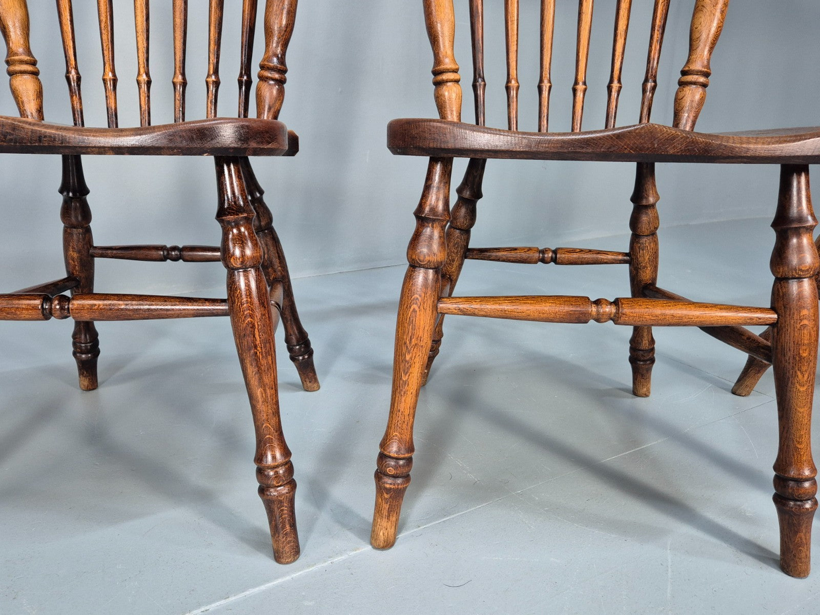 4 Vintage American Windsor Dining Chairs Solid Oak 1900s Antique EB10703 VDIN5