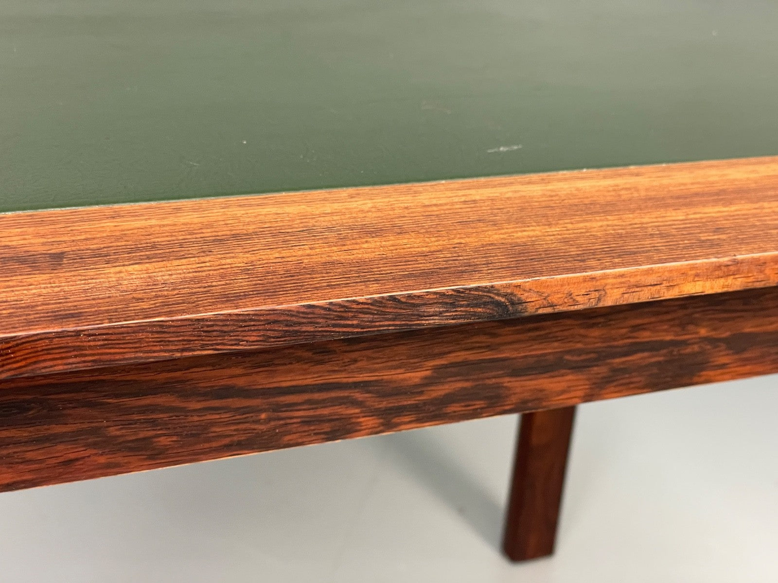 Vintage 1960s Side Table By Hans Olsen Sweden Green Leather Top EB11186 MWOO19