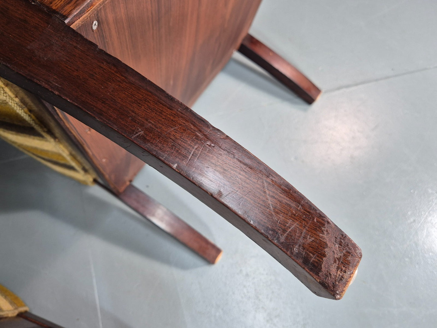 2 Art Deco Danish Lounge Chair Mahogany Frame 3 Green Stripe 1940s EB10748 VCLO13