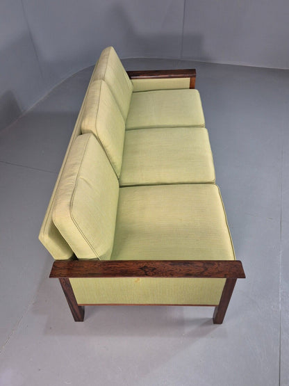 Vintage Midcentury Danish Three Seat Green Sofa Rosewood EB7741 M3SS - UKDK FURNITURE