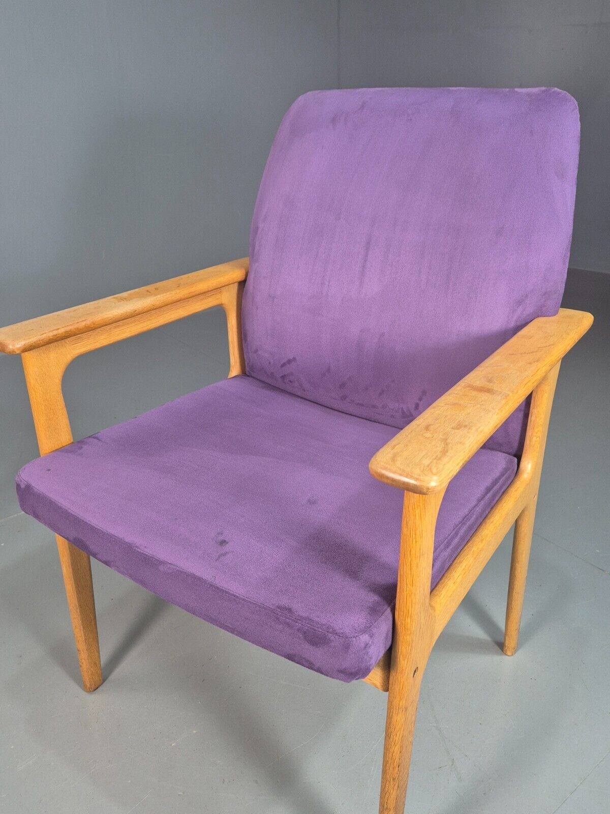 Vintage Danish Elbow Chair Purple Oak Frame O D Mobler Retro MCM EB8000 MNOR - UKDK FURNITURE