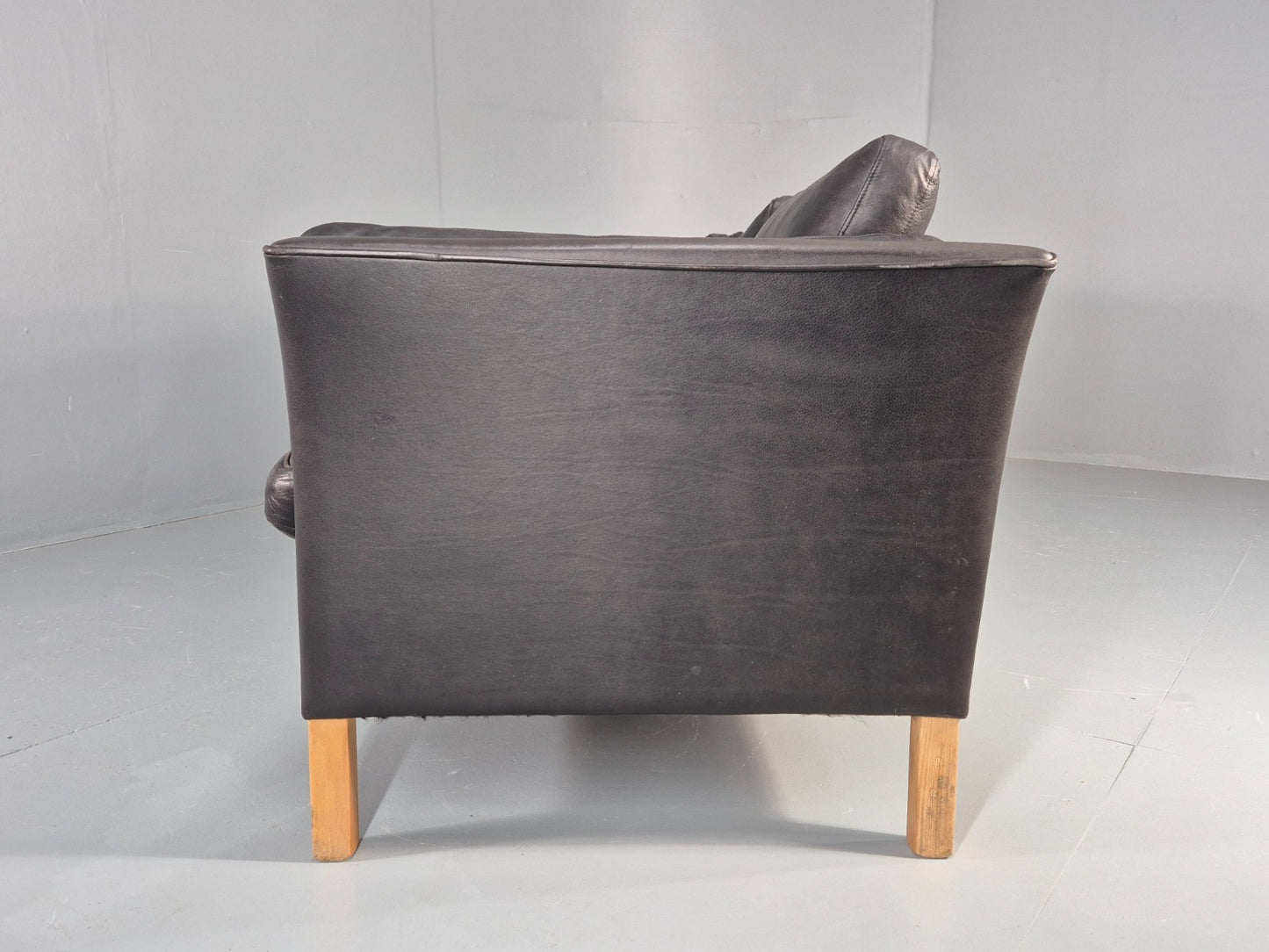 Vintage 3 Seat Sofa Danish Black Leather Mid Century Retro 1980s EB10483 M3SS22