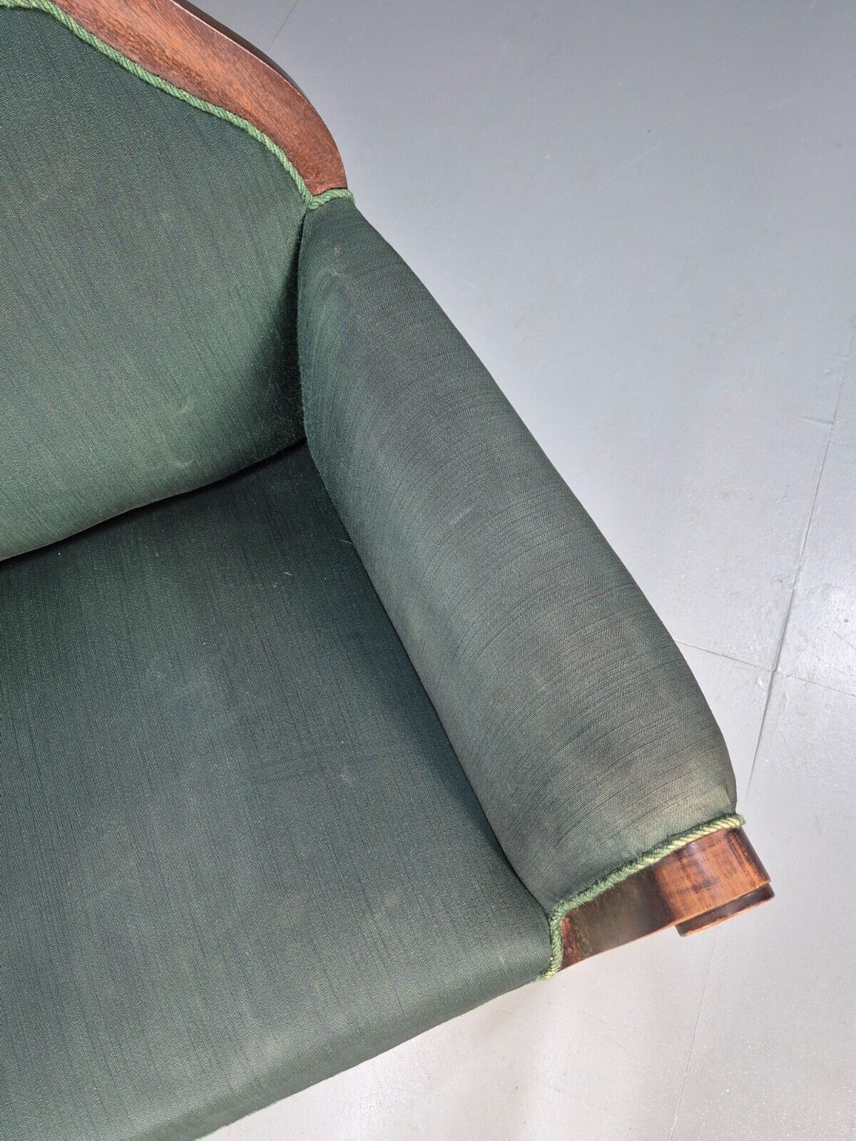A Vintage Danish Antique Chair Green and Mahogany Shield Back 1920s EB8924 VCLO - UKDK FURNITURE
