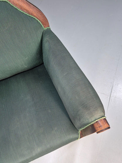 A Vintage Danish Antique Chair Green and Mahogany Shield Back 1920s EB8924 VCLO - UKDK FURNITURE
