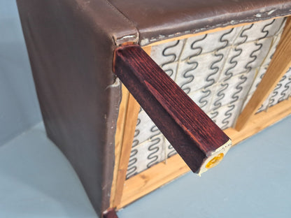 Mid Century Retro Settee Three Seater Brown Leather Vintage Denmark EB10081 M3SS12