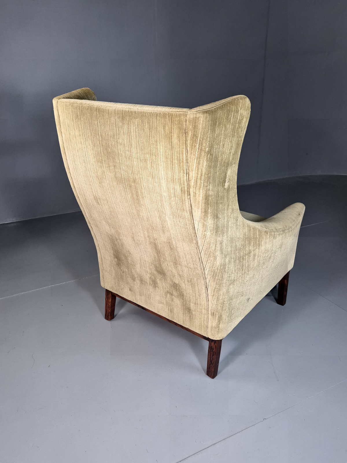 Vintage Swedish Wingback Chair Green Rosewood Bender Ikea 1960s MCM EB6997 MNOR10