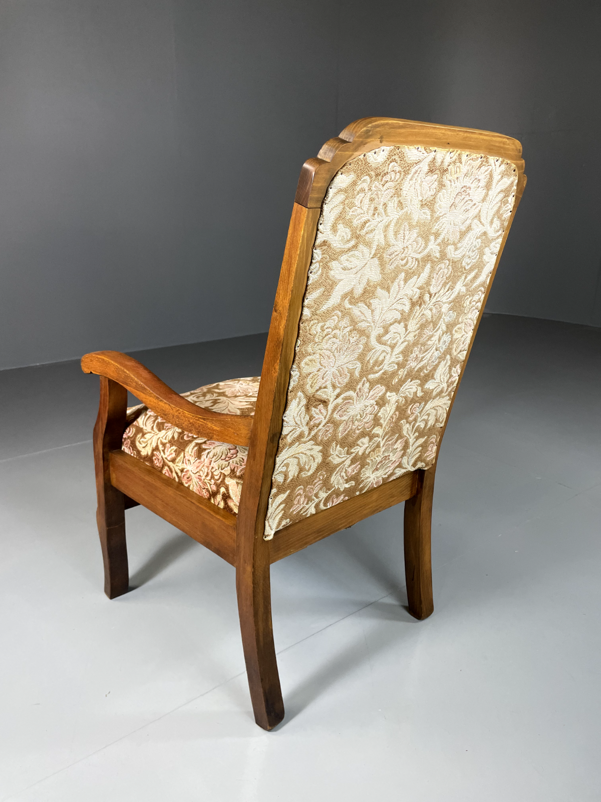 Danish Vintage Beech Framed Open Armchair With Floral Seat, Retro EB5675 VCLO - UKDK FURNITURE