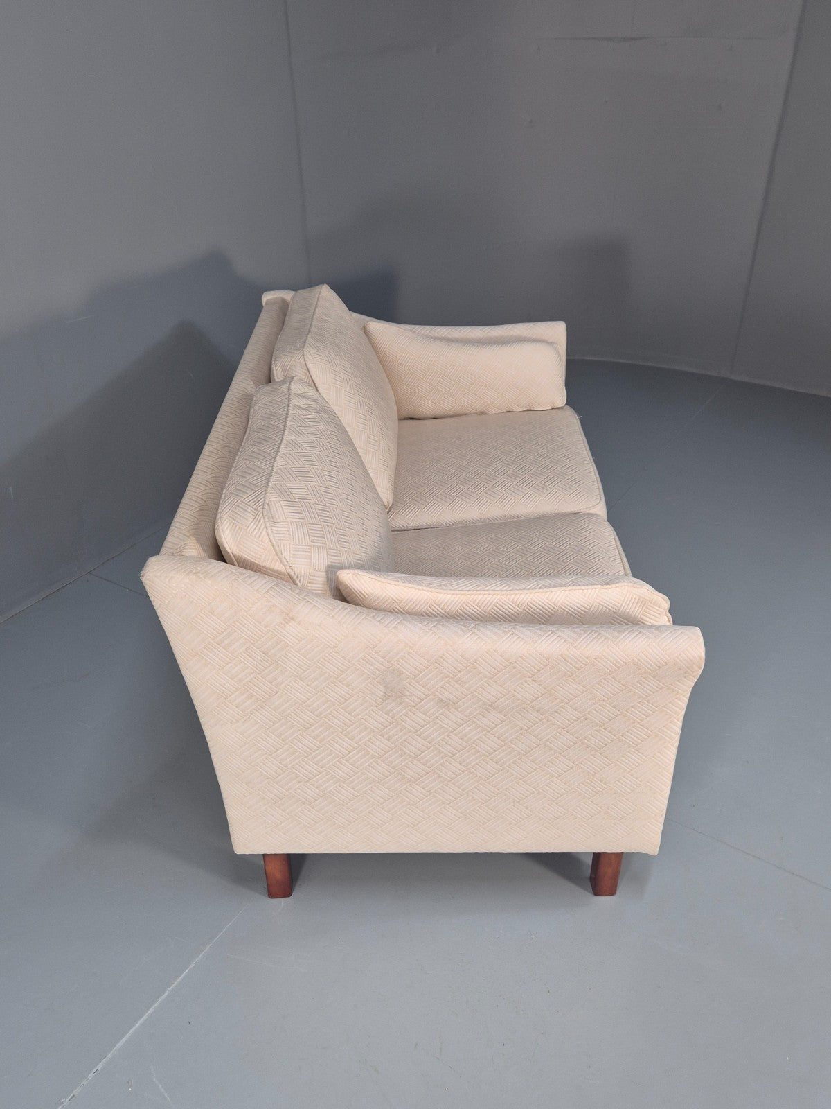 Vintage 2 Seater Sofa Retro Danish Cream Patterned Fabric EB10516 M2SS14
