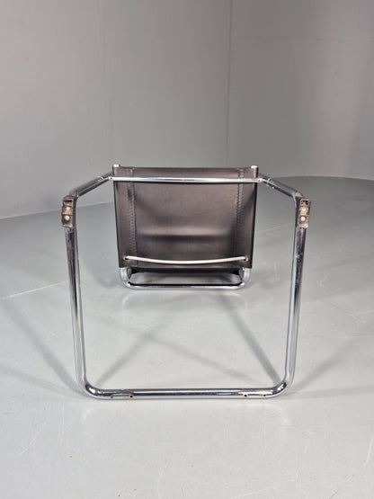 Vintage Leather and Chrome MG5 Bauhaus Style Elbow Chair 1980s EB11216 MNOR11