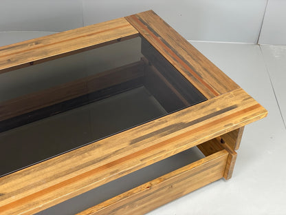 Vintage 1970s Coffee Table Pine & Glass By Hameen Kalustaja Finland EB11176 MWOO5