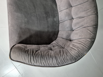 2 Seat Sofa Slate Velour Beech Frame Curved Vintage Danish Retro MCM EB7198 M2SS3