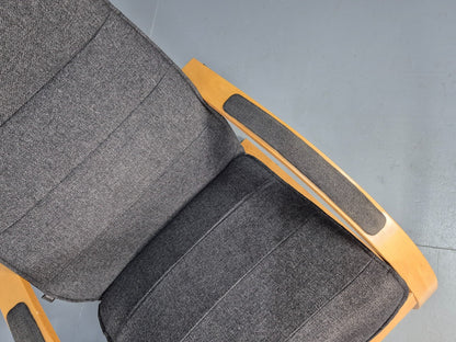 Vintage Danish Bentwood Chair and Footstool Verikon Grey Wool Retro EB9686 MBEN - UKDK FURNITURE