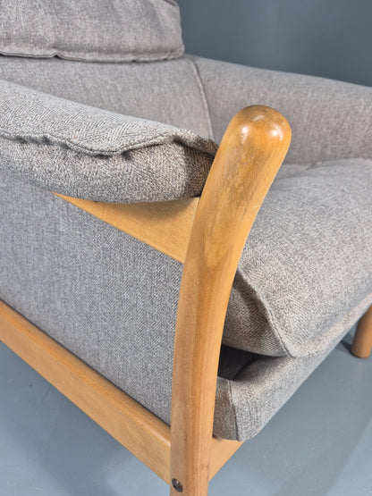 Vintage Lounge Chair Mid Century Danish Beech Frame New Upholstery EB11314 MNOR20