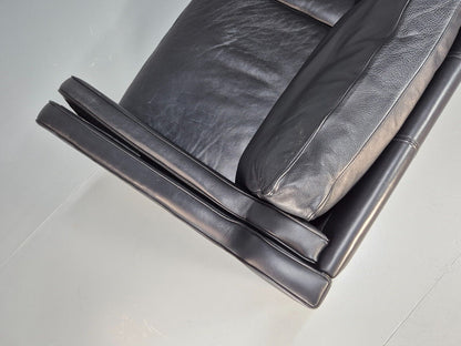 Vintage Danish 2 Seat Sofa Black Leather Mogensen Style Retro MCM EB8614 M2SS - UKDK FURNITURE