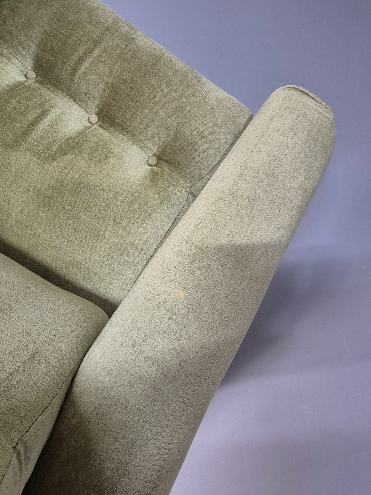 2 Retro 1970s Lounge Chairs Green Velour Vintage Danish Design EB10749 VCLO14