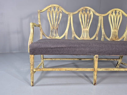 Hepplewhite Three Seater Settee New Grey Upholstery Reproduction  EB10993 VWOO2