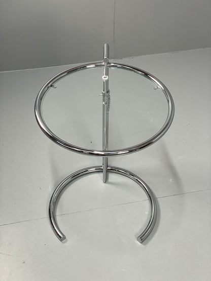 Vintage Chrome Side Table Eileen Grey Style Adjustable Glass Top EB11042 MWOO4
