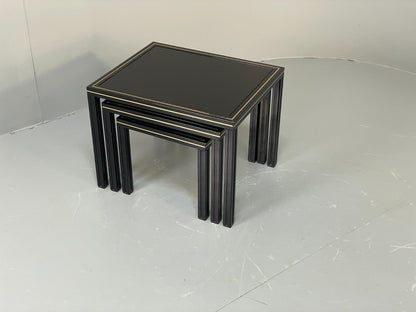 Vintage 1970s Nesting Tables Pierre Vandel Black Gold Glass 1970s EB11804 MWOO15