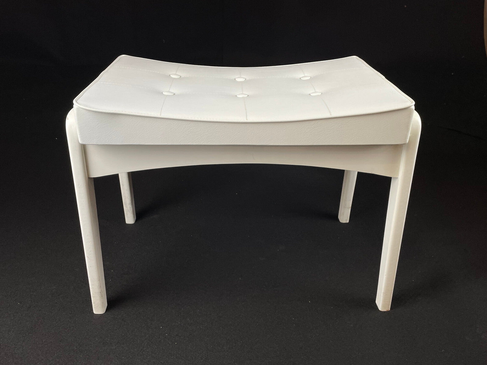 British White Vinyl Footstool with White Frame Mid-Century Modern EB4111 MFOO2