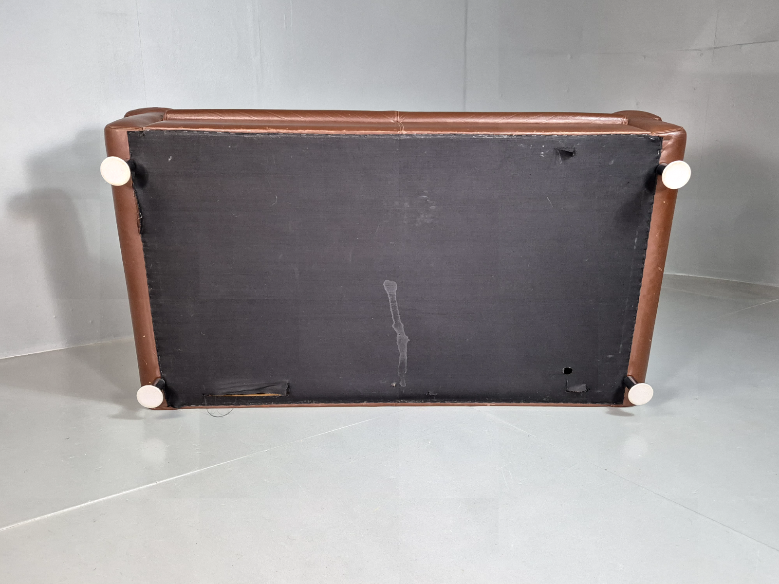 2 Seat Sofa Vintage Danish Brown Leather Thams Retro 1970s MCM EB7289 M2SS6