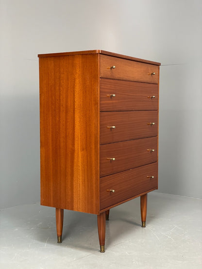 Vintage Austinsuite Chest Of Drawers Walnut Brass Handles 1960s EB10677 MWOO15