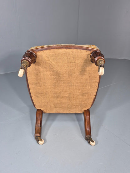 Antique Mahogany Nursing Chair Floral Upholstery 1880s Victorian EB11175 VCLO13